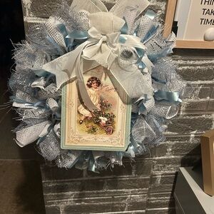 Charming Blue and White Holiday Wreath